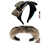 KaySJbay Leopard Print Headbands, Wide Knotted Bow Headbands, Leopard Knotting Hair Bands, 2PCS