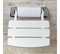 Kayson 350mm Foldable White Wall Mounted Shower Seat Mobility Aid Chrome Mount