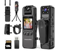 kaysunlink 1080P FHD Body Camera with 128 GB Card, 180° Rotating Lens, Night Vision, Portable Mini Police Camera, Portable Wearable Personal Camcorder for Sports Action Outdoor Video Recorder, Black