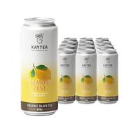 KAYTEA Cold Brew Lemon Zest Iced Tea Cans, 330ml x 12 - Organic Lemon Ice Tea Infusion Low Calorie Flavoured Ice Drink, Made in the UK