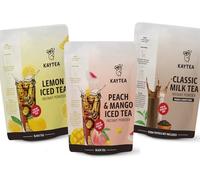 KAYTEA Ice Tea Powder Variety Pack - 3 Flavours | Peach & Mango, Lemon Iced & Classic Vegan Milk Tea (3 x 100g) | Instant Hot or Cold Brew