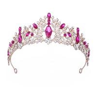KAYTMSDI - Bridal Fascinator for Women Rhinestone Crown Alloy Hair Accessories Gold Royal Blue