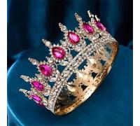 KAYTMSDIEuropean Princess Tiara Round Pageant Crowns Crystal Full Crown King Tiarwedding Crown Hair Accessories Antique Silver Plated
