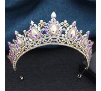 KAYTMSDIPrincess Crown Crystal Diadem Headdress Birhtday Wedding Dress Tiaras Bridal Hair Jewelry Accessories Silver Purple