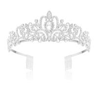 KAYTMSDIWomen Princess Crown Queen Tiara And Comb Tiara 01 Silver