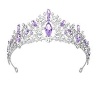KAYTMSDIWomen's Bridal Headdress Crystal Rhinestone Wedding Crown Alloy Hair Accessories Gold Royal Blue