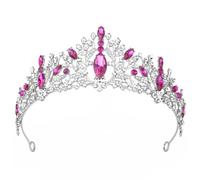 KAYTMSDIWomen's Bridal Headdress Crystal Rhinestone Wedding Crown Alloy Hair Accessories Silver Red