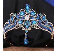 KAYTMSDIWomen's Korean Elegant Bridal Opal Crystal Pendant Tiara Wedding Party Crown Hair Accessories silver