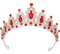 KAYTMSDIWomen's Queen Crown And Princess Crown Crystal Headdress For Bride Princess Wedding And Party Light Gold