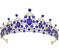 KAYTMSDIWomen's Queen Crown And Princess Crown Crystal Headdress For Bride Princess Wedding And Party Light Gold