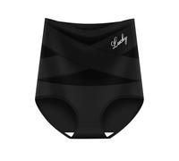 KayuHpFQ 3pcs Women's High Waist Panties Briefs,Cross Compression Abs Shaping, Slimming Seamless Lift Briefs for Postpartum Recovery,Black,S