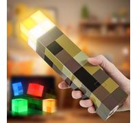 Kayuneed 4 Colors Torch Lamp Wall Lamp Miner Game Night Light USB Rechargeable LED Torch Light, Hand/Wall Mount Lighting 11 Inch Bedside Lamp for Kids Gifts, Room & Gaming Room, Party Decoration