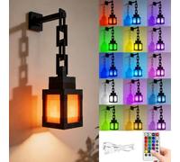 Kayuneed Lantern Night Light, 16 Colour Wall Lamp, Craft Portable LED Wall Mood Light with Remote Control & Dimming Function, USB Rechargeable Bedside Lamp for Children's Gifts, Room & Party