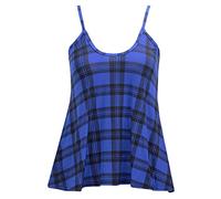 KAZ Ladies Vest Tops For Women Uk Ladies Summer Tops Cami Top Womens Vest Tops Plus Tartan Blue Print 20-22