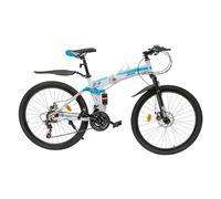 Kazafa 26in Mountain Bicycle 21 Speed Foldable Mountain Bike with Dual Disc Brakes Mudguard and Cup Holder,Saddle Height Adjustable for Daily Commuting Fitness and off-road