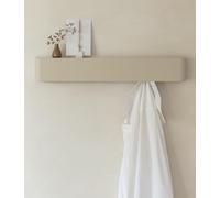 Kazai.® Coat Rack Wall Mount with Shelf 'Tone' | Modern Entryway Rack with Hidden Hooks and Storage | Design Floating Peg Shelf in Metal | Small Wall-Mounted Organizer | Taupe