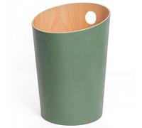 Kazai.® Design Paper Bin 'Bennet' | Unique Waste Paper Basket for Office, Bedroom, Children's Room, and More | Office Bin Made of Real Wood Veneer | Green