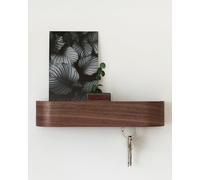 Kazai.® Key Holder for Wall 'Fyndig' | Minimalist Key Hooks Wall Mounted Design from Berlin | Modern Wooden Key Hanger with Shelf | Key Rack for Stylish Hallway Furniture | Walnut