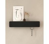 Kazai. Key Holder for Wall 'Kian' | Minimalist Key Hooks Design from Berlin | Modern Key Hanger with Metal Shelf | Key Hook Wall Mounted as Hallway Furniture | Black