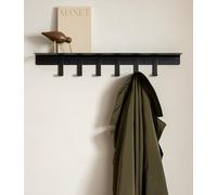 Kazai. Wall Mounted Coat Rack with Shelf 'Holmsen' | Modern Coat Hooks Wall Mounted | Hanger with Storage Shelf | Metal Hook Rack for Hallway | Black