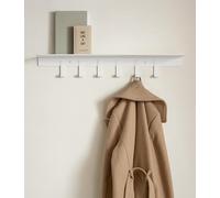 Kazai. Wall Mounted Coat Rack with Shelf 'Holmsen' | Modern Coat Hooks Wall Mounted | Hanger with Storage Shelf | Metal Hook Rack for Hallway | White