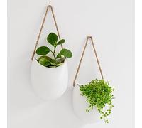Kazai. Wall Planters -Ellie- | Hanging Ceramic Plant Pots, 2 Pieces, for Succulents and more | Wall Decoration for Indoors, Balcony and Garden | White (matte)