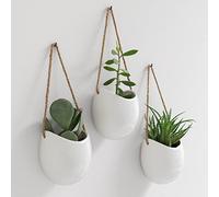 Kazai. Wall Planters -Ellie- | Hanging Ceramic Plant Pots, 3 Pieces, for Succulents and more | Wall Decoration for Indoors, Balcony and Garden | White (glossy)