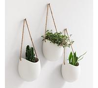 Kazai. Wall Planters -Ellie- | Hanging Ceramic Plant Pots, 3 Pieces, for Succulents and more | Wall Decoration for Indoors, Balcony and Garden | White (matte)