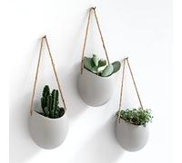 Kazai. Wall Planters -Ellie- | Hanging Ceramic Plant Pots, 3 Pieces, for Succulents and more | Wall Decoration for Indoors, Balcony and Garden | Light Grey (matte)