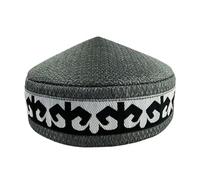 Kazakh Hats for Men Embroidered Blue Green Black Handmade Dancing Party Cotton Spring Caps Elegant(Grey)