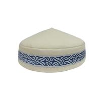 Kazakh Hats for Men Embroidered Blue Green Black Handmade Dancing Party Cotton Spring Caps Elegant(Red)