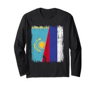 Kazakhstan Russia Half Flag Kazakh Russian Jersey Long Sleeve T-Shirt