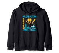 Kazakhstan Travel Souvenir Almaty Astana Eagle Central Asia Zip Hoodie