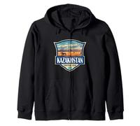 Kazakhstan Travel Vintage Illustration Design Zip Hoodie