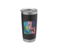 Kazakhstan USA Flag Distressed - Half American Stainless Steel Insulated Tumbler