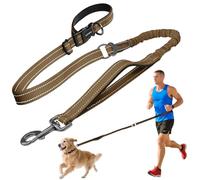 Kazazoo Hands-Free Dog Leash with 5.5-8.5FT Adjustable Length - Heavy Duty No Pull Bungee Design, Reflective Safety for Walking, Jogging & Training | Suitable for Medium to Large Dogs,M Size Brown