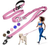 Kazazoo Hands-Free Dog Leash with 6-9FT Adjustable Length - Heavy Duty No Pull Bungee Design, Reflective Safety for Walking, Jogging & Training | Suitable for Medium to Large Dogs,Pink L
