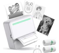 kazazoo Mini Thermal Printer Bluetooth label maker Portable Inkless sticker printer, for Labeling Barcode, Name, Organizing, Great for Home, Office, Compatible with Phone & Tablet(With 2 Roll Paper)