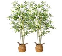 Kazeila 2 Pack Artificial Bamboo Plants Trees Outdoor 140cm Fake Plant Decorative Artificial Plants Indoor Outdoor Home Office Garden