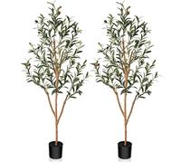 Kazeila Artificial Olive Tree 120cm Large Artificial Plant Indoor with Fruits Fake Silk Olive Plant in Pot for Home Decoration(2Pack)