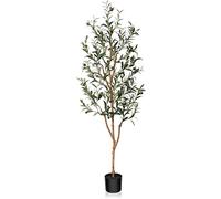 Kazeila Artificial Olive Tree 150cm Large Artificial Plant Indoor with Fruits Fake Silk Olive Plant in Pot for Home Decoration(1Pack)