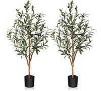 Kazeila Artificial Olive Tree 90cm Large Artificial Plant Indoor with Fruits Fake Silk Olive Plant in Pot for Home Decoration(2Pack)