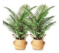 Kazeila Artificial Palm Plants 70cm Areca Palm Trees Decorative Artificial Plastic Plants with 9 Trunks Fake Leaves Indoor Home Office Decor(2 Pack)