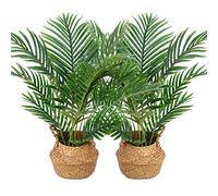 Kazeila Artificial Plants Indoor in Pot 60cm Tall Fake Plants Palm Tree Plastic Faux Tropical Plant for Home Living Room Decoration(2Pack)