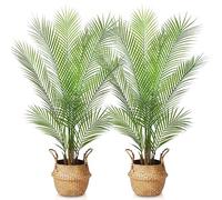 Kazeila Fake Plants 110cm Artificial Plant Indoor in Seagrass Plant Pot for Home Decoration(2Pack)