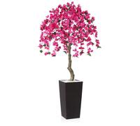 Kazeila Large Artificial Bougainvillea Tree,180cm Fake Silk Flower Plants,UV Resistant Rated Artificial Plants,Tall Faux Plastic Tree with Brown Planter for Home Living Room Decor(1Pack)