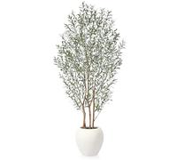 Kazeila Large Artificial Olive Tree with White Planter,UV Resistant Rated Fake Plants, 240cm Faux Plastic Tree for Home Decor, Indoor Outdoor Decoration(1 Pack)