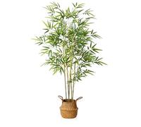 Kazeila Lifelike 140cm Artificial Bamboo Tree-Realistic Fake Plants for Indoor,No Maintenance, Adjustable Stems, Modern Home Office Decor with Seagrass Basket(1 Pack)