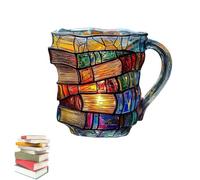 KazeRyu 11oz 3D Hand-Painted Book Coffee Mug - Stackable Novelty Cup for Hot/Cold Drinks, for Book Lovers(TypeB)