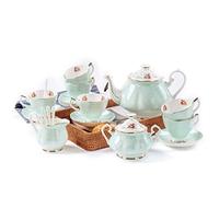 KazeRyu British Bone China Tea Set, 6-Piece Royal Cups & Saucers with Gold Trim, Gift Boxed for Anniversary & Birthday